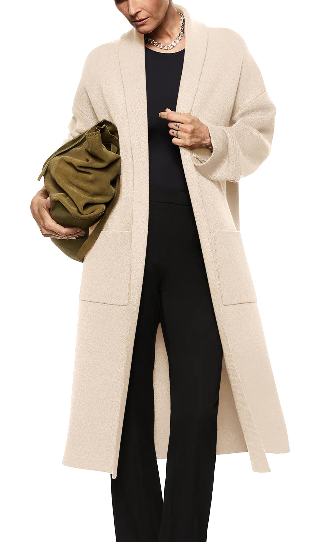 Saodimallsu Womens Oversized Open Front Cardigan