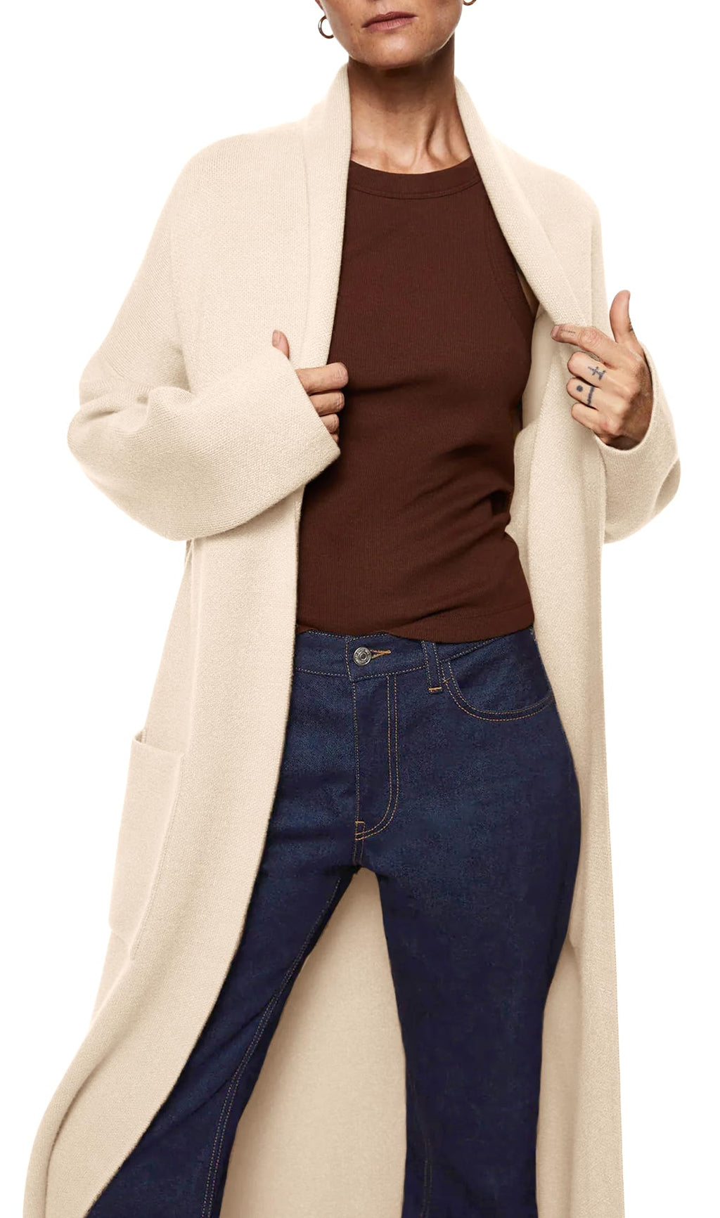 Saodimallsu Womens Oversized Open Front Cardigan