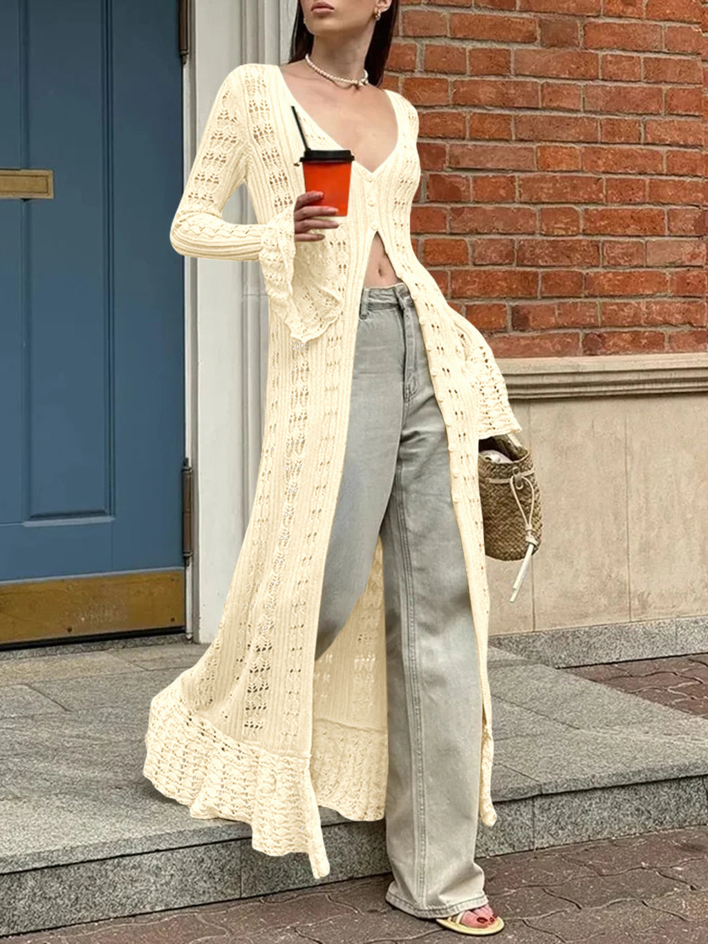 Saodimallsu Womens Boho Crochet Cardigan