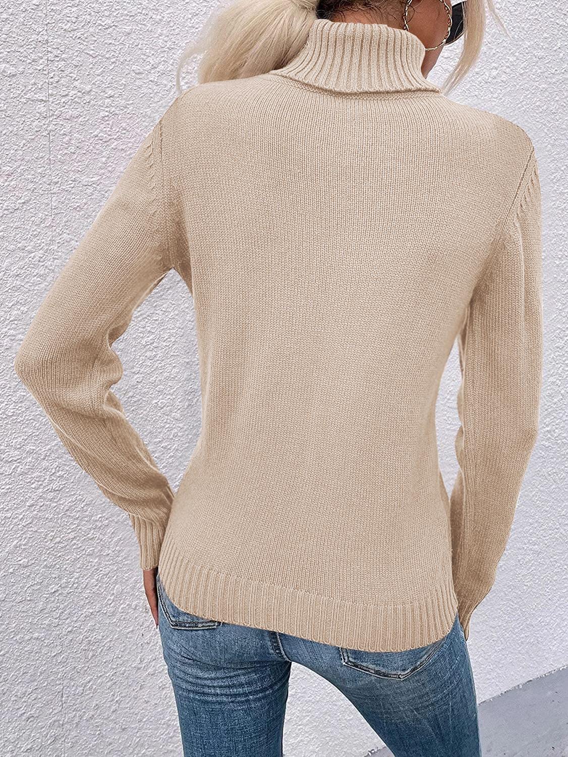 Saodimallsu Women Turtleneck Cable Knit Sweater
