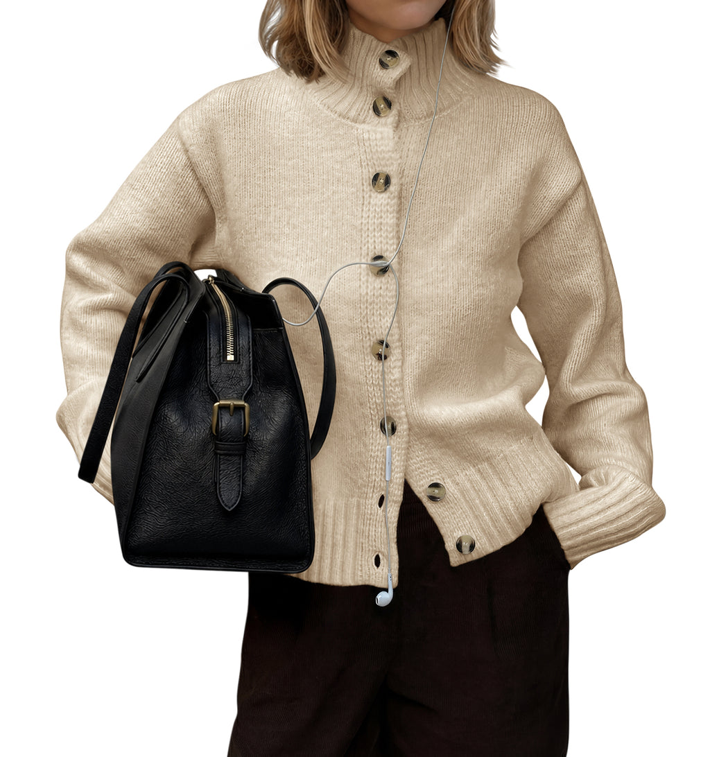 Saodimallsu Womens Mock Neck Button Up Cardigans