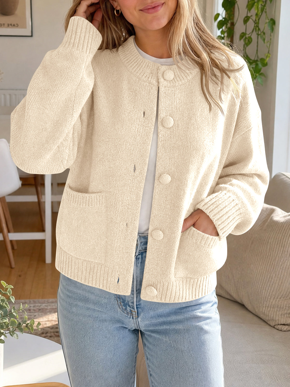 Saodimallsu Womens Casual Knit Button Up Cardigans