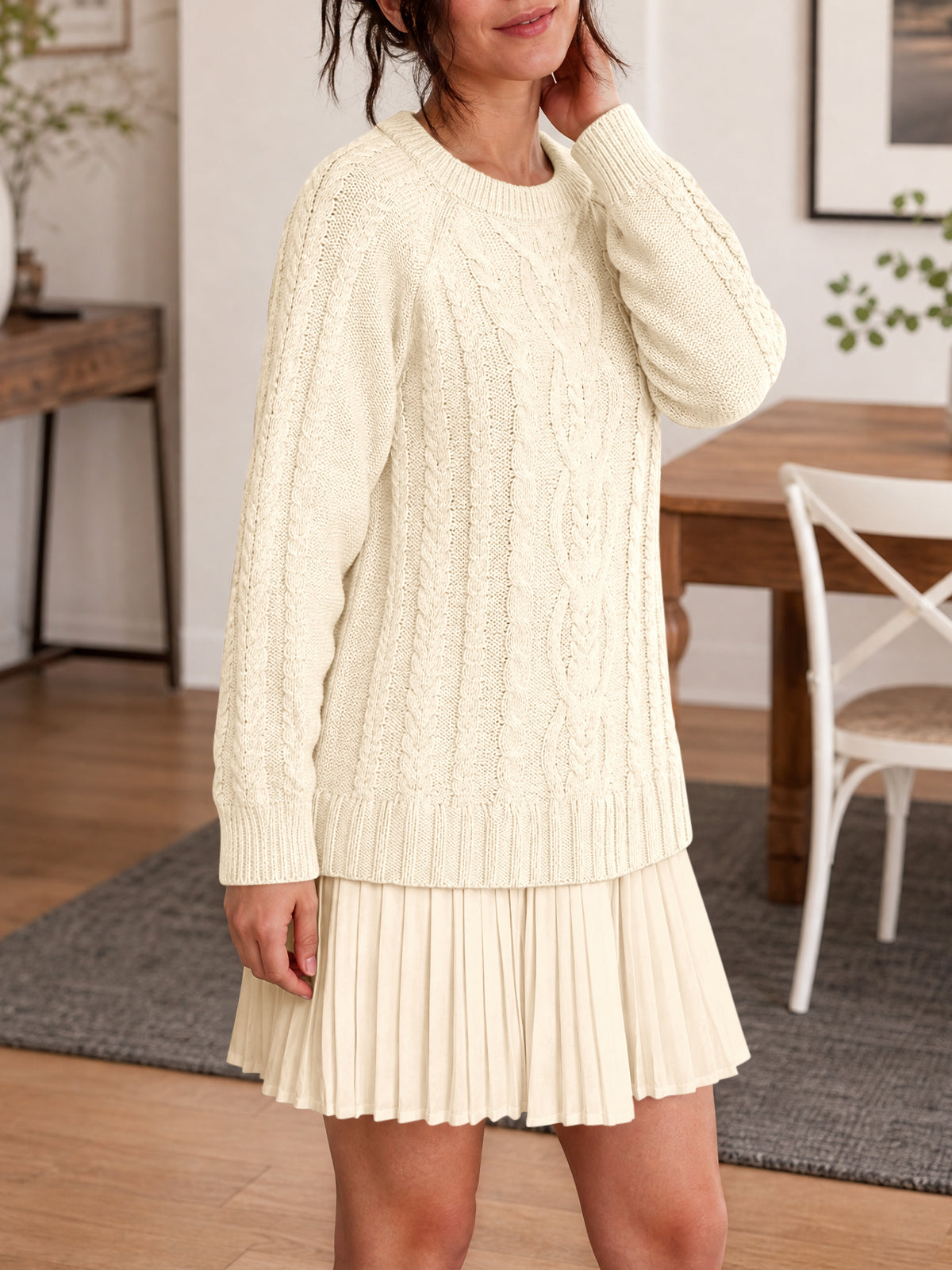 Saodimallsu Women Cable Knit Sweater Dress