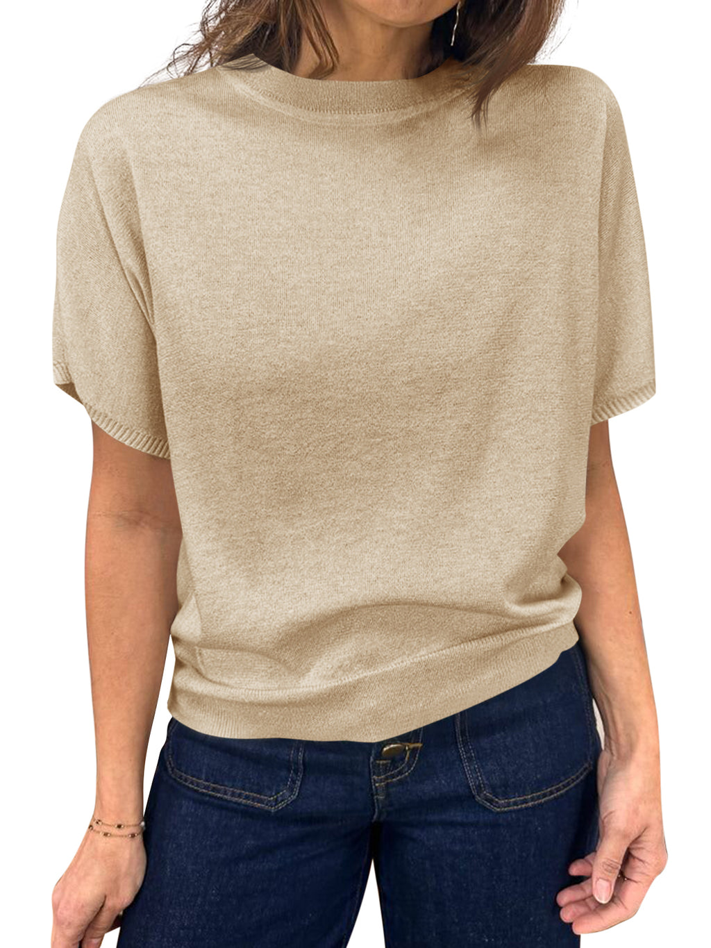 Saodimallsu Women's Crew Neck Knit Sweater