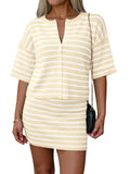 Saodimallsu Womens Striped Knit Two Piece Set