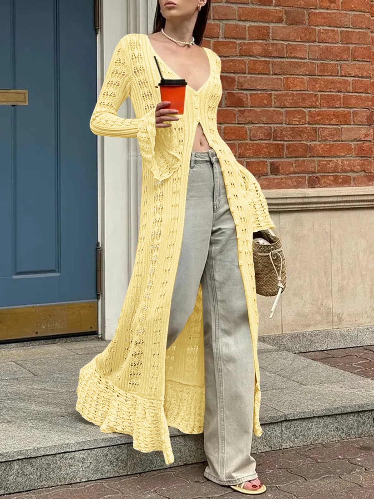 Saodimallsu Womens Boho Crochet Cardigan