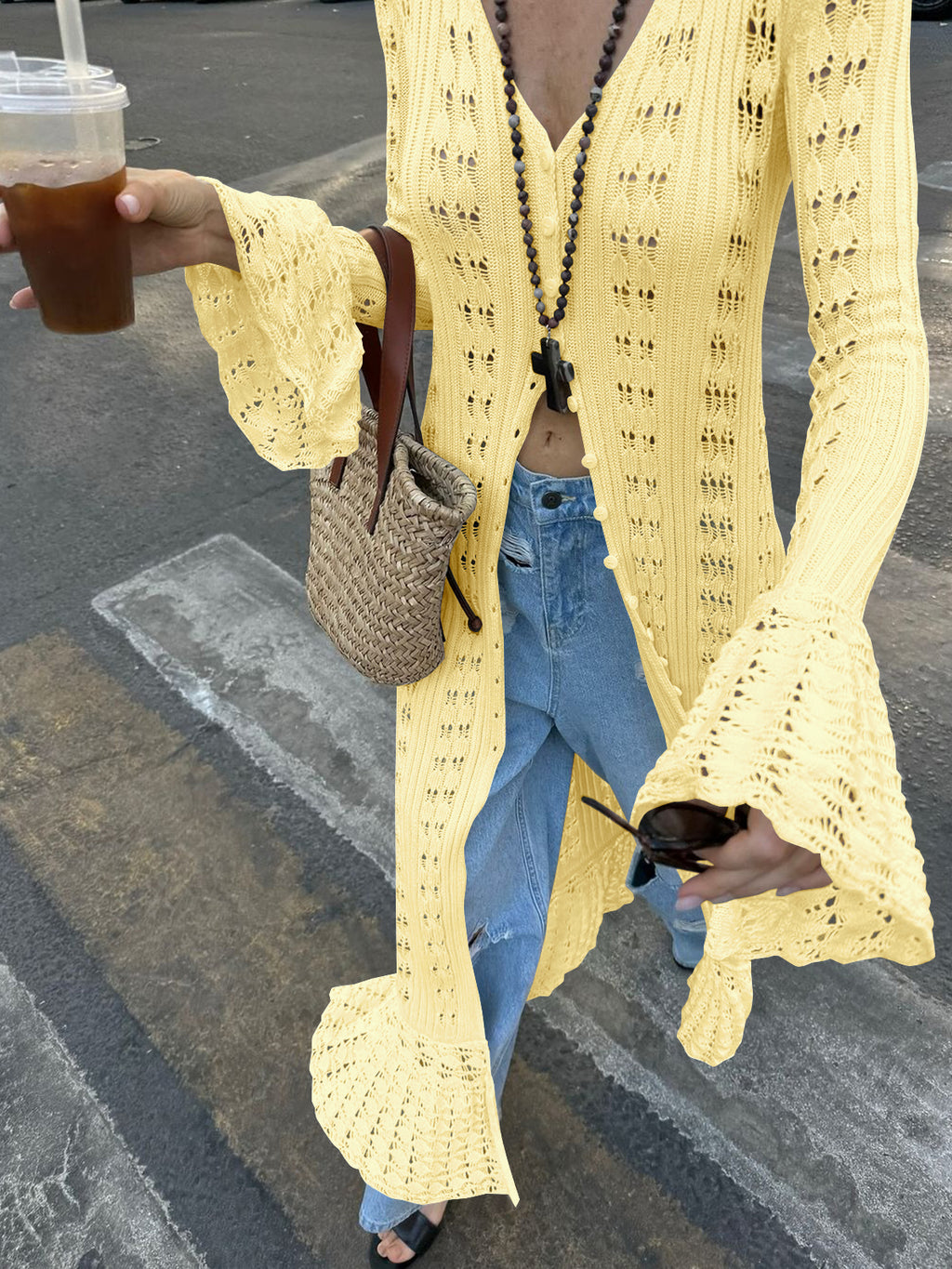 Saodimallsu Womens Boho Crochet Cardigan