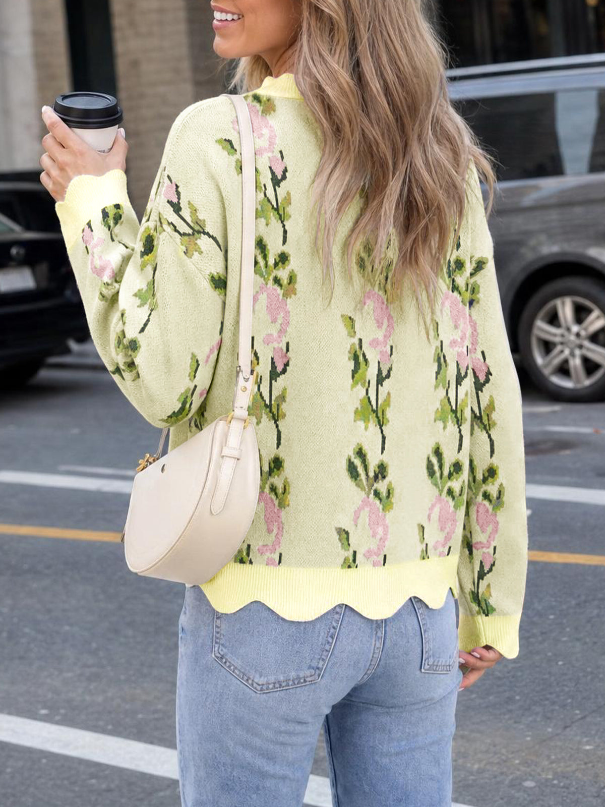 Saodimallsu Women Floral Long Sleeve Sweater