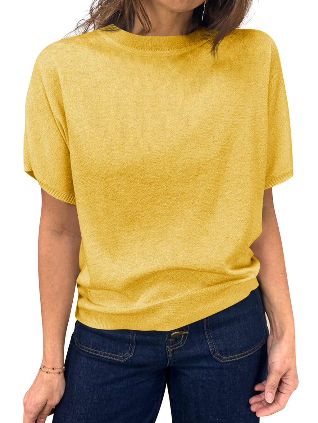 Saodimallsu Women's Crew Neck Knit Sweater