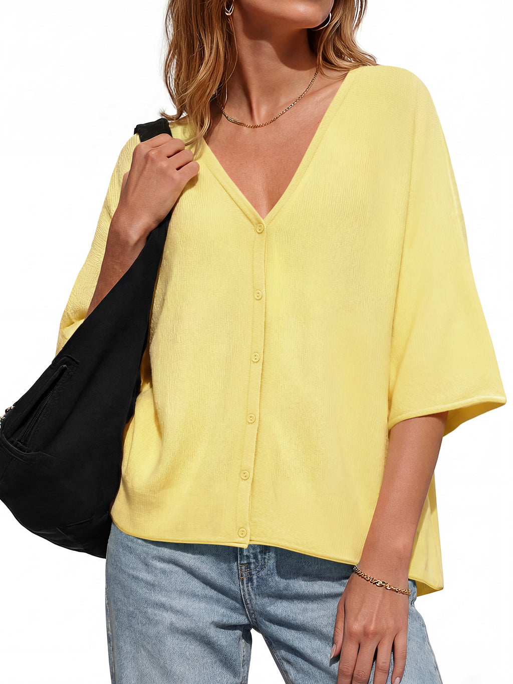 Saodimallsu Womens Batwing Half Sleeve Oversized Cardigans
