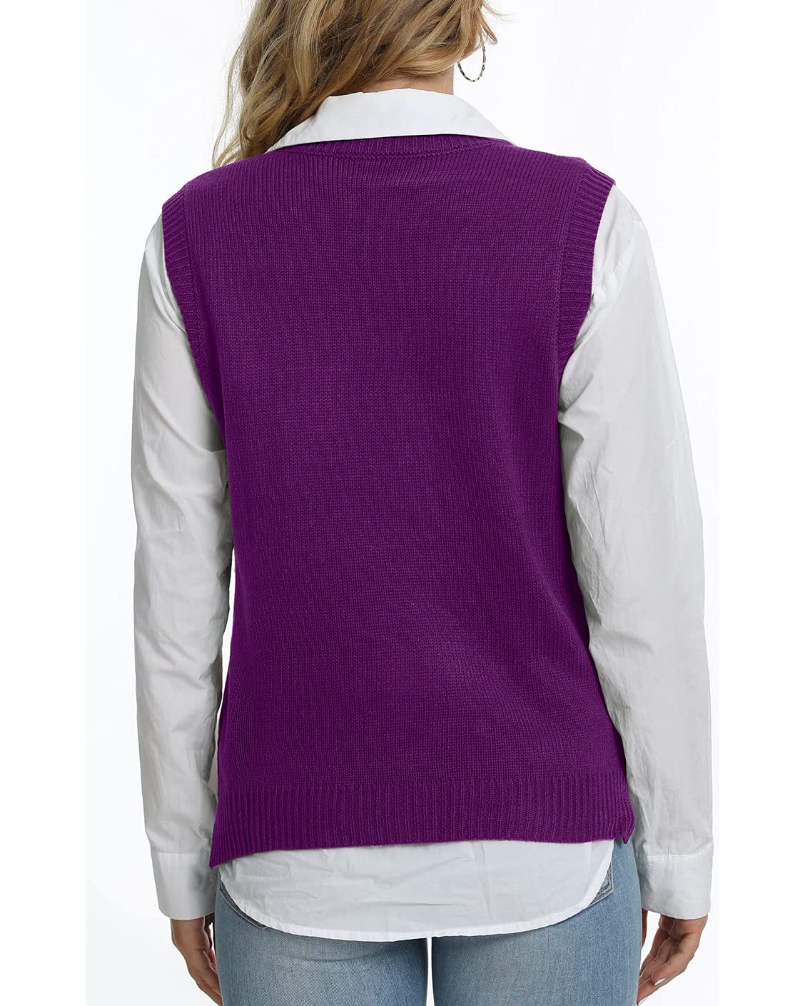Saodimallsu Womens V Neck Argyle Knit Tops