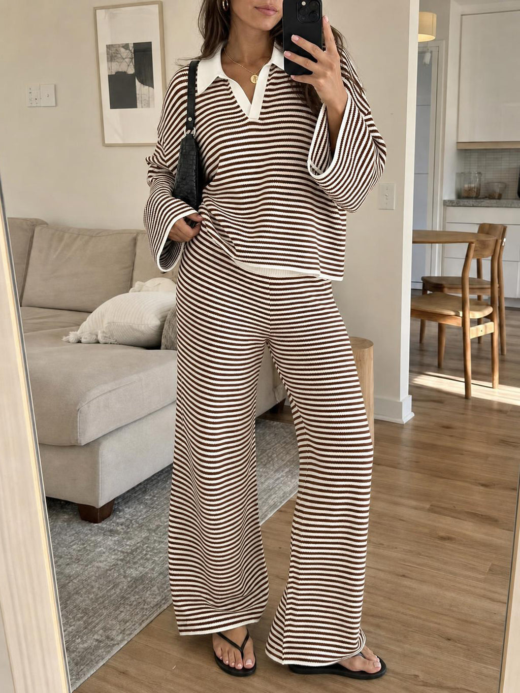 Saodimallsu Womens Striped 2 Piece Knit Outfit