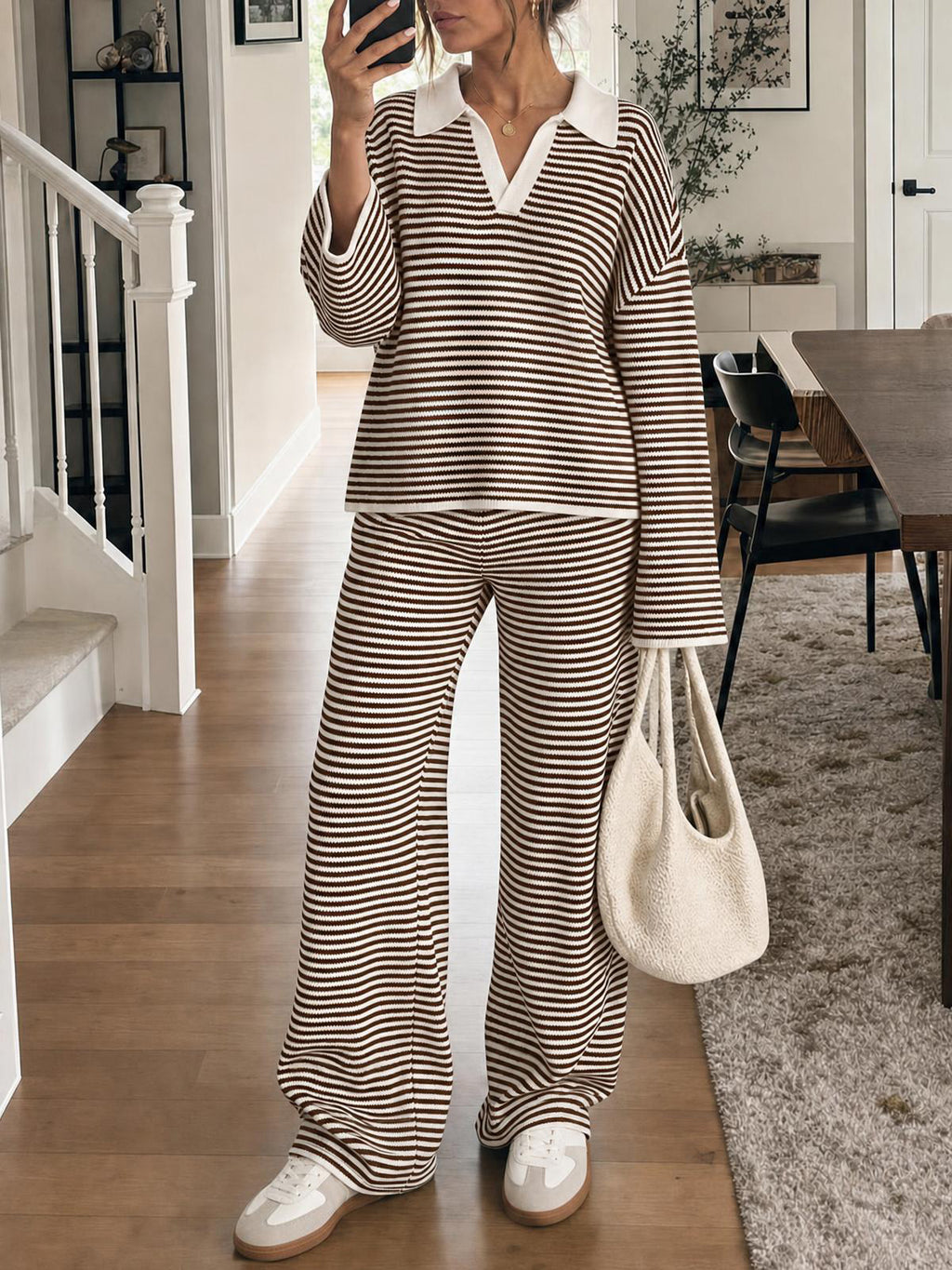 Saodimallsu Womens Striped 2 Piece Knit Outfit
