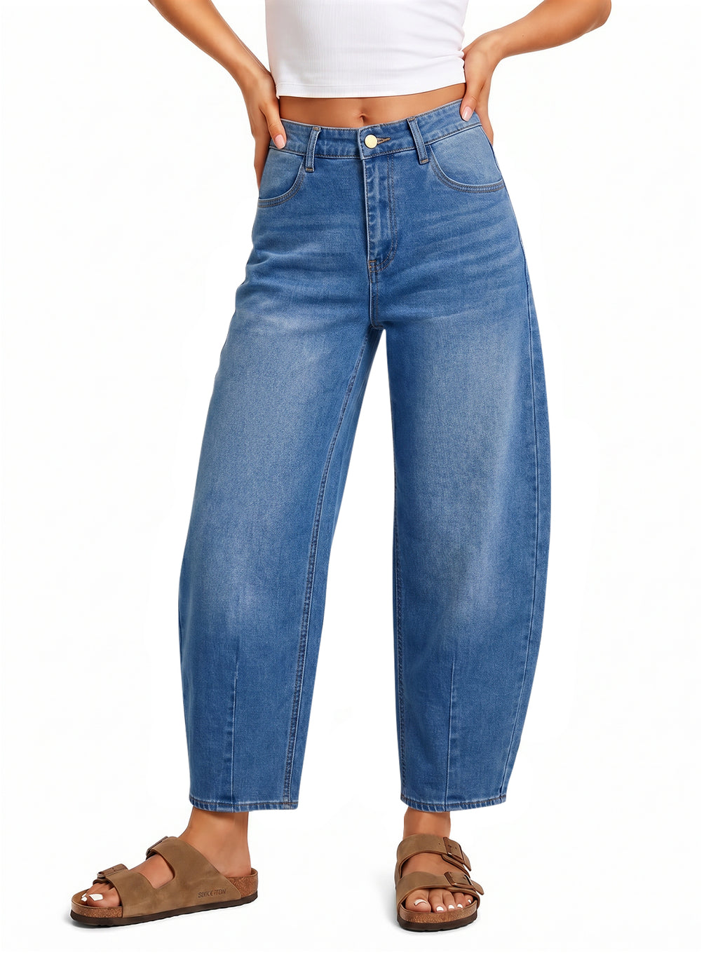 Saodimallsu Women Barrel High Waisted Wide Leg Jeans