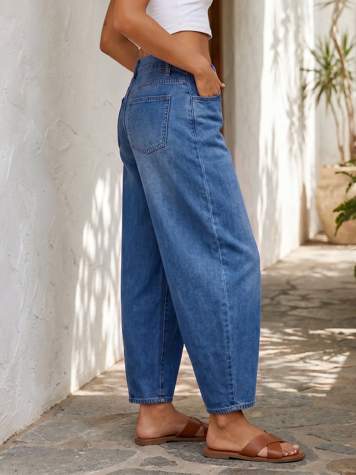 Saodimallsu Women Barrel High Waisted Wide Leg Jeans