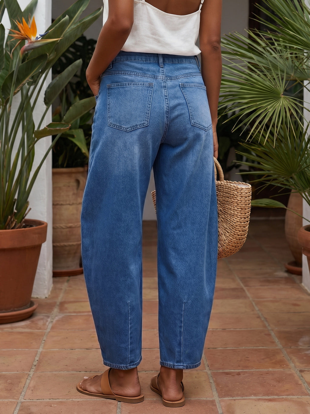 Saodimallsu Women Barrel High Waisted Wide Leg Jeans