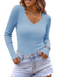 Saodimallsu Womens V Neck Slimming Sweaters