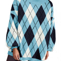 Saodimallsu Womens Oversized Argyle Fall Winter Sweater