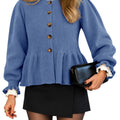 Saodimallsu Womens Peplum Ruffle Sleeve Cardigan