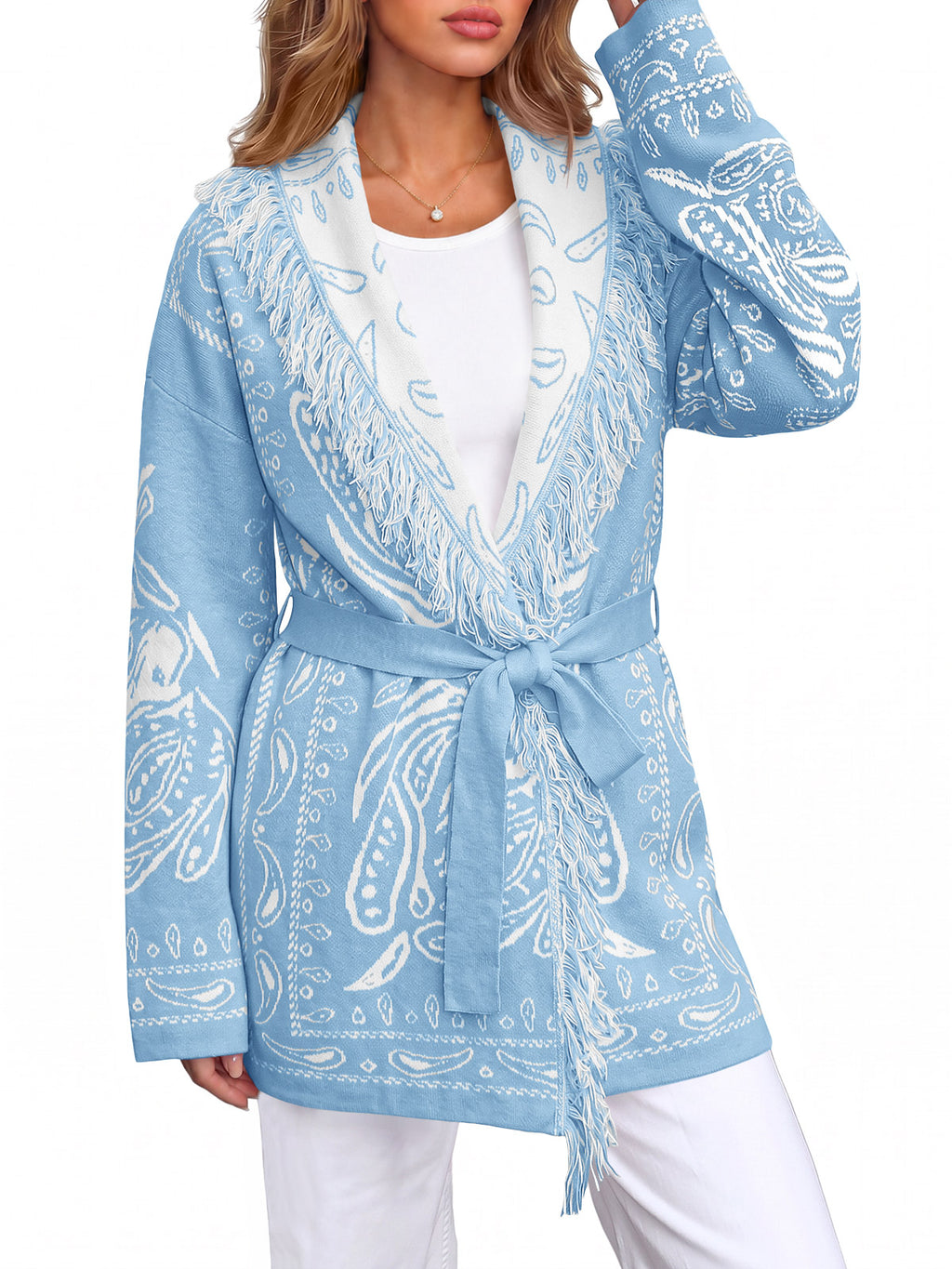 Saodimallsu Womens Tassel Knit Cardigan