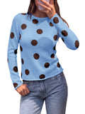 Saodimallsu Womens Polka Dot Long Sleeve Sweater