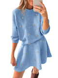 Saodimallsu Women 2 Piece Sweater Skirt Set