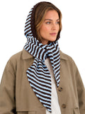 Saodimallsu Womens Striped Hooded Scarf Knit Hat