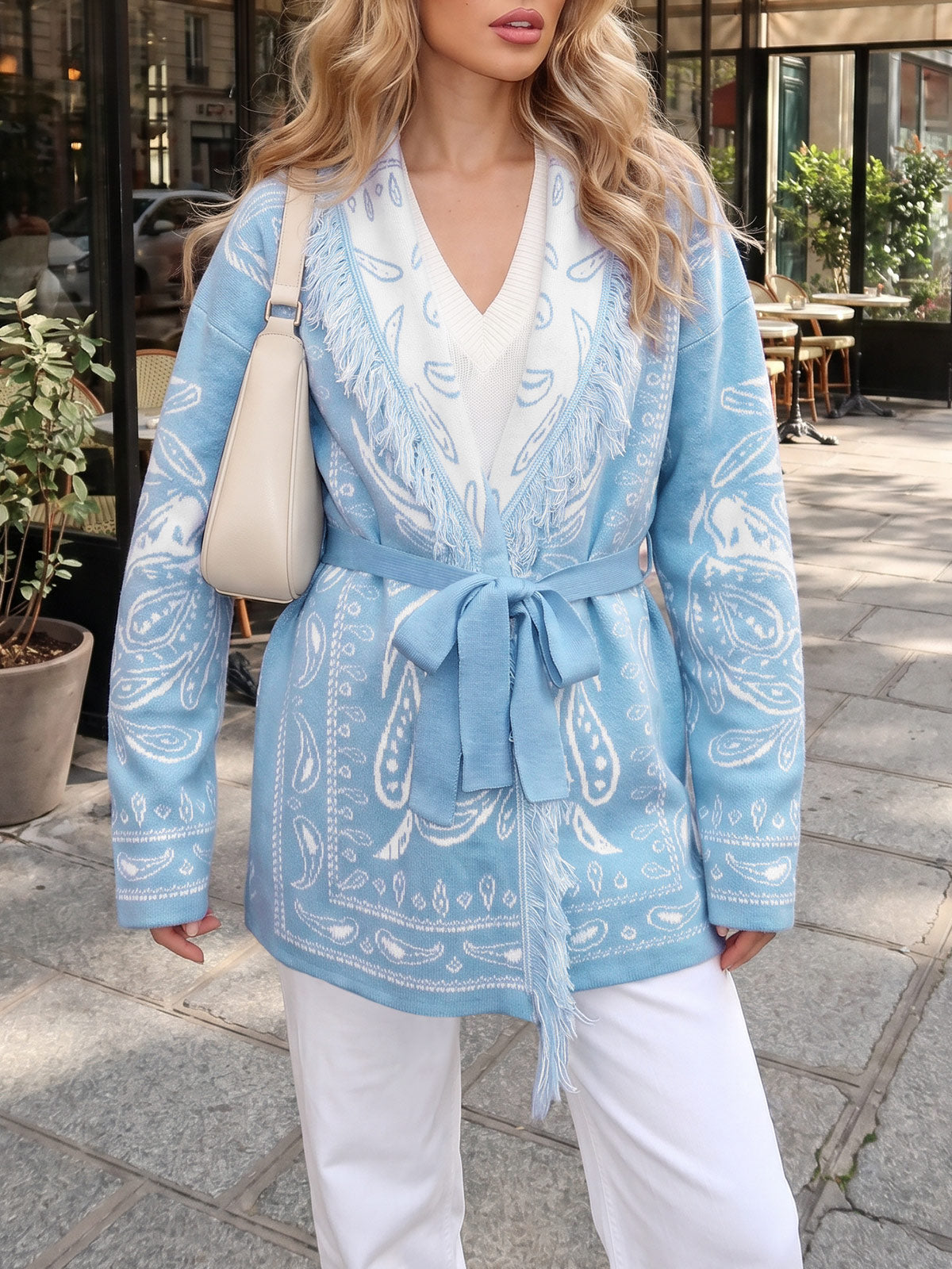 Saodimallsu Womens Tassel Knit Cardigan
