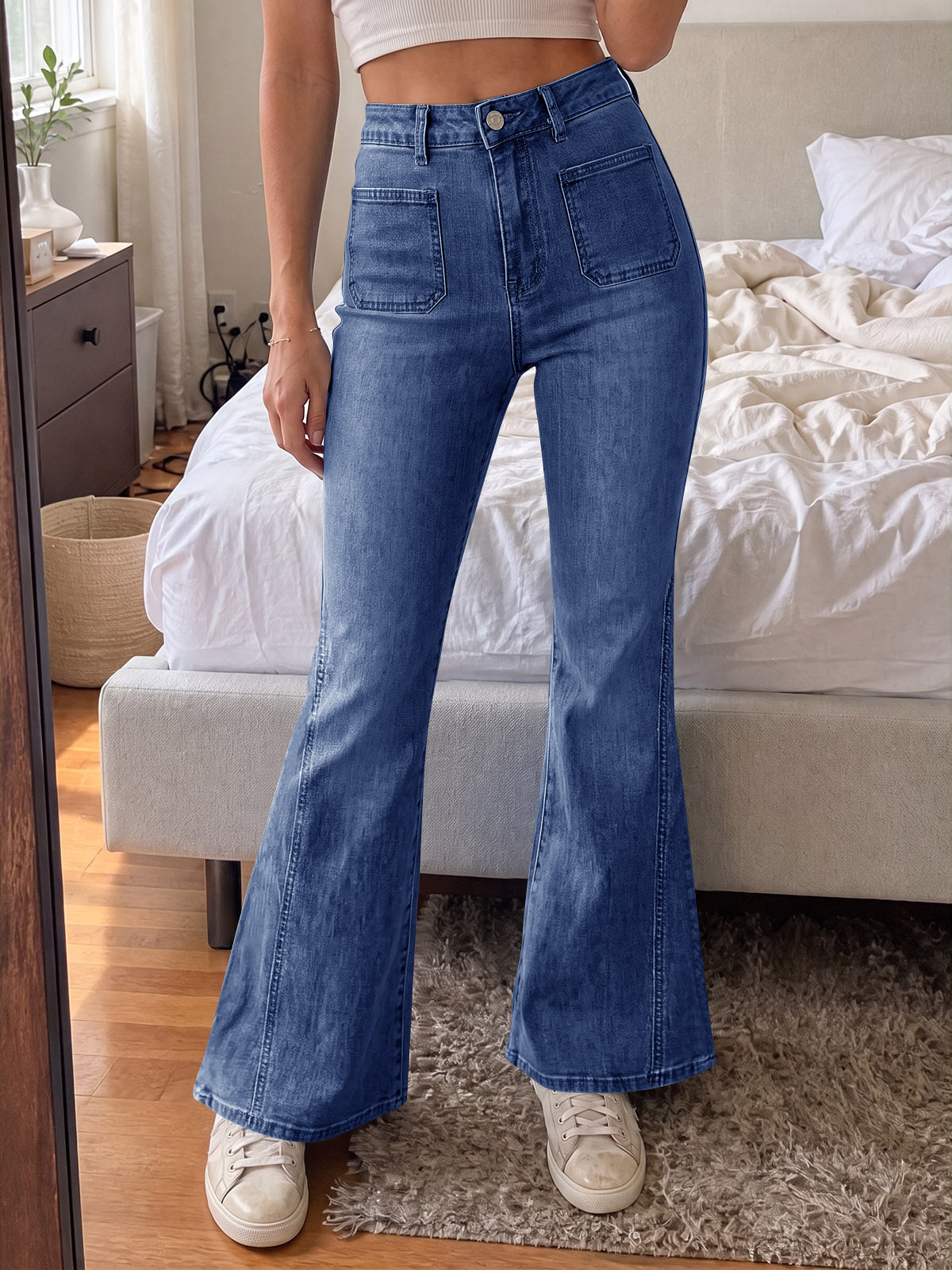 Saodimallsu Womens High Waisted Flare Jeans