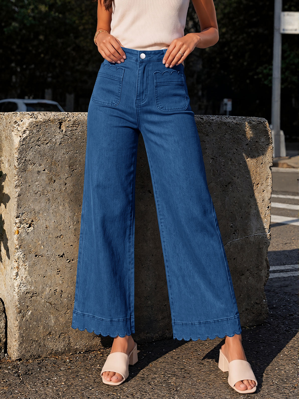 Saodimallsu Womens High Waisted Wide Leg Jeans