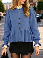 Saodimallsu Womens Peplum Ruffle Sleeve Cardigan