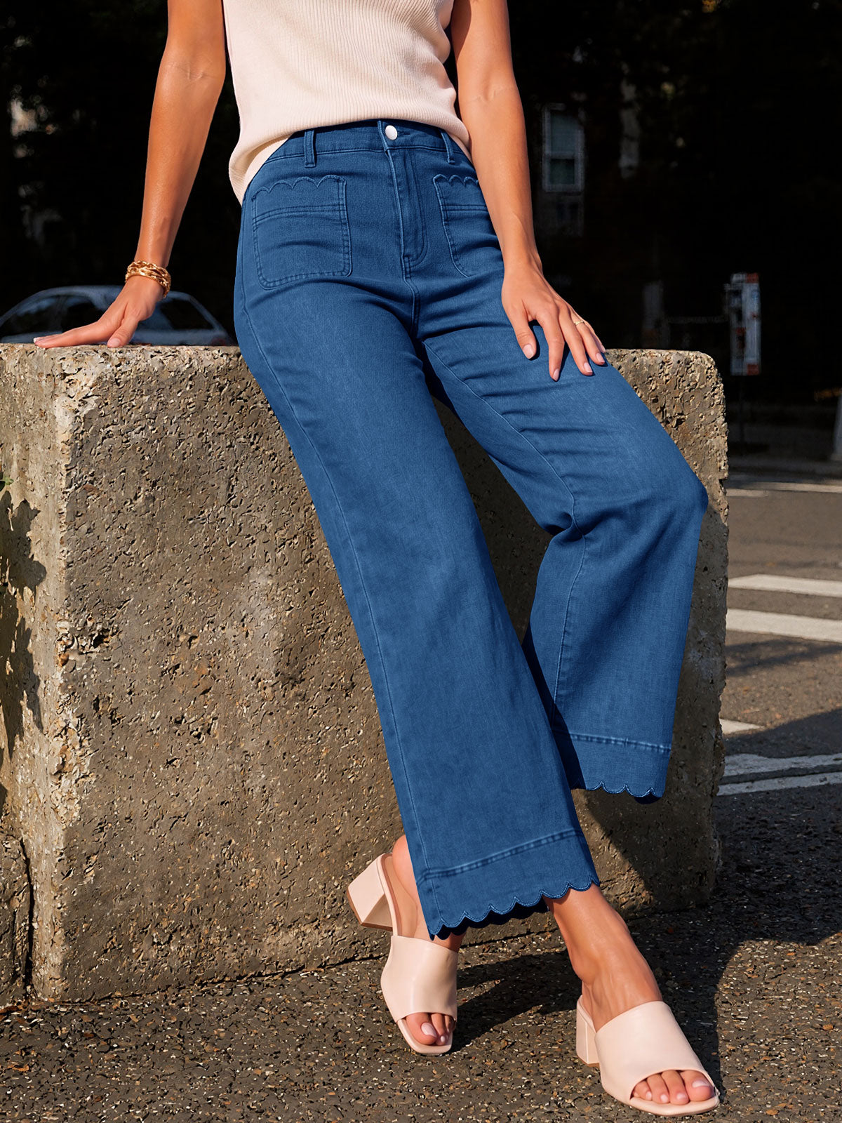 Saodimallsu Womens High Waisted Wide Leg Jeans