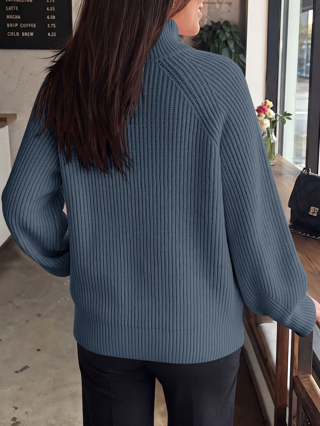 Saodimallsu Womens High Neck Oversized Knit Sweater