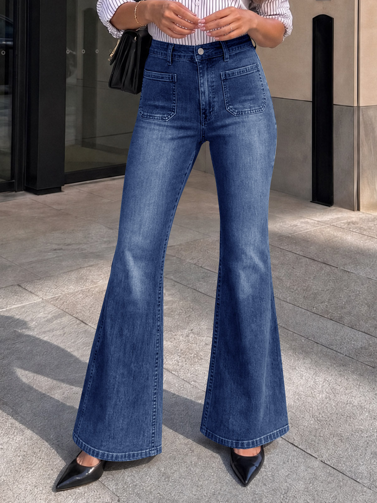 Saodimallsu Womens High Waisted Flare Jeans