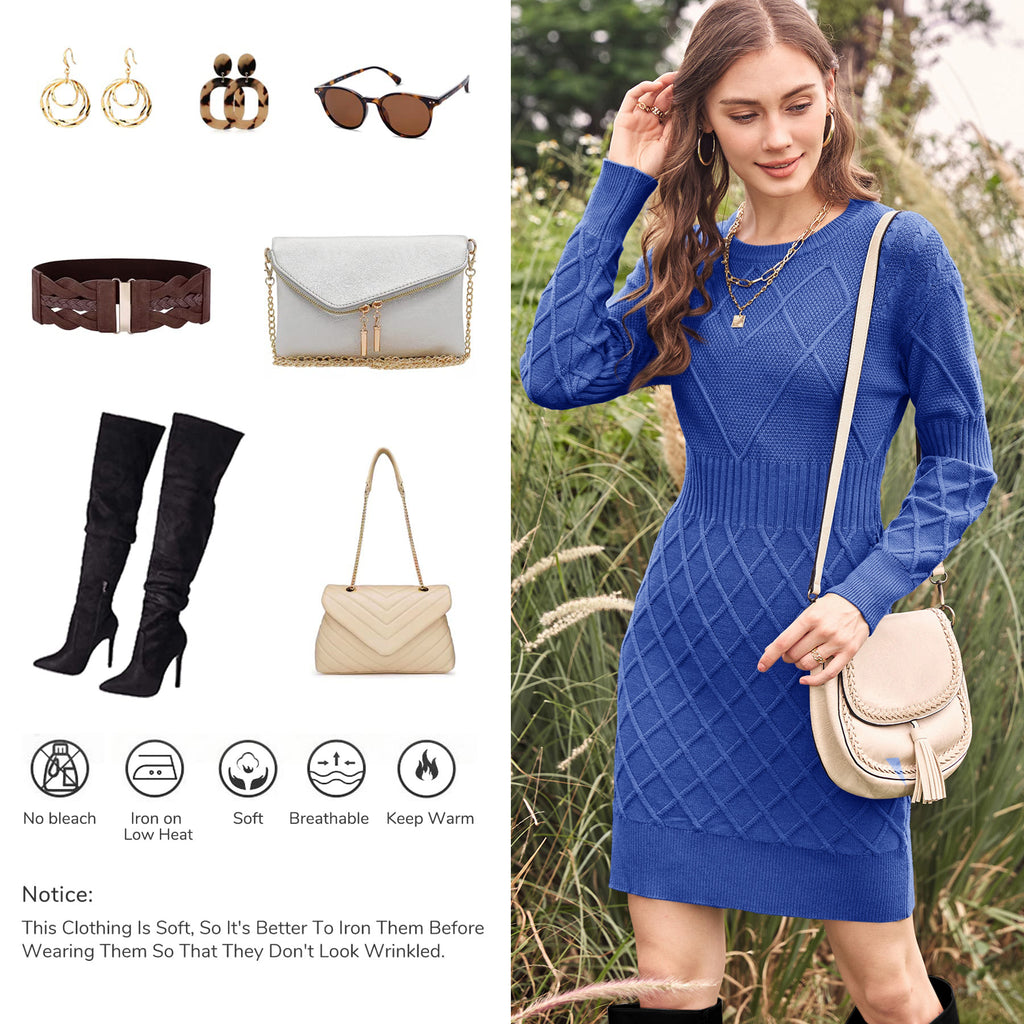 Saodimallsu Womens Bodycon Mini Sweater Dress
