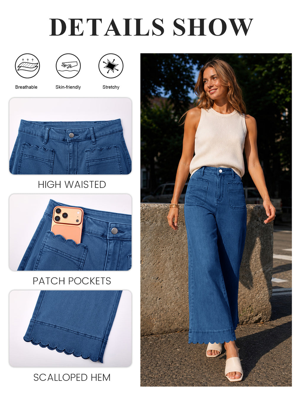 Saodimallsu Womens High Waisted Wide Leg Jeans