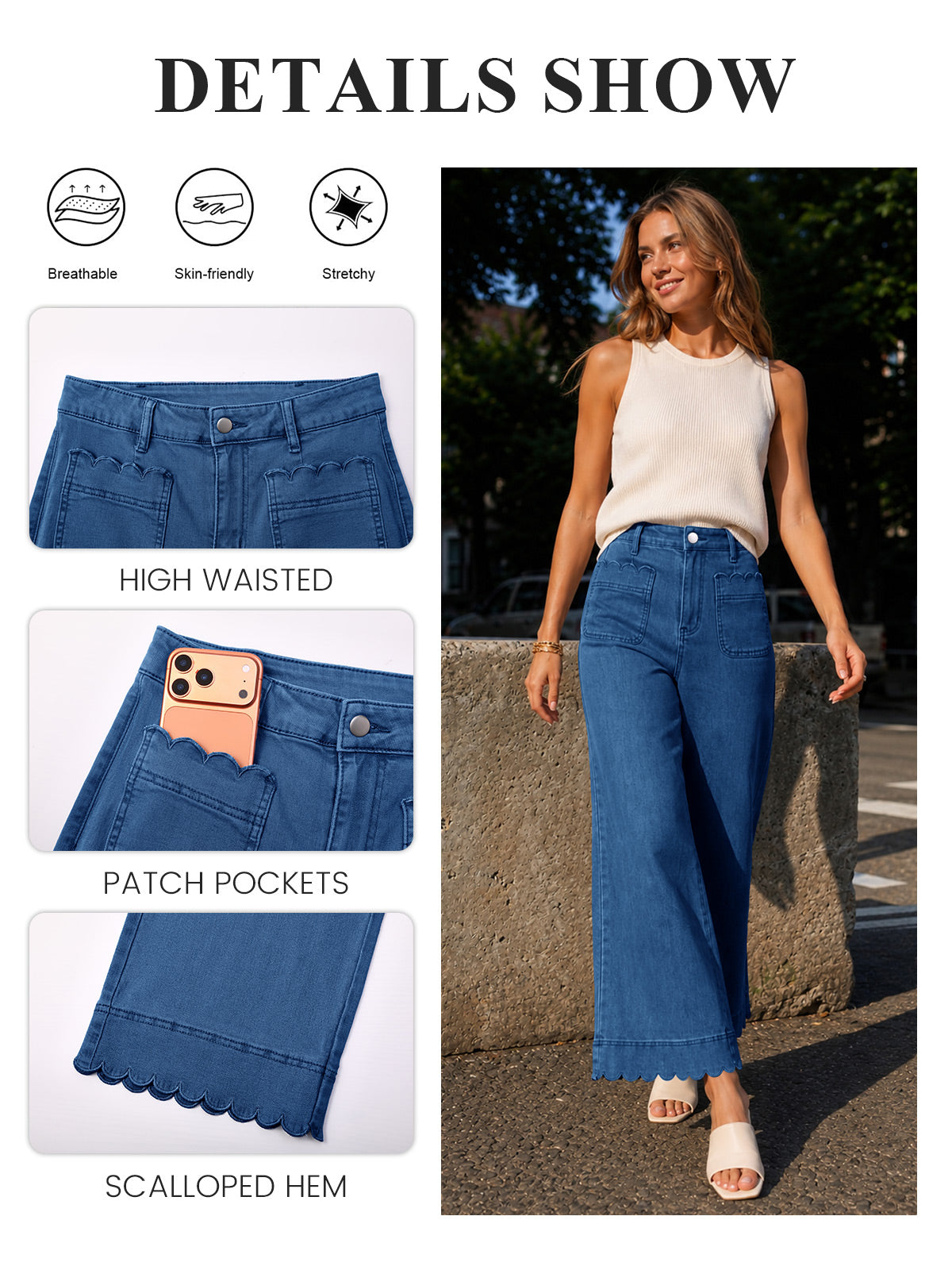 Saodimallsu Womens High Waisted Wide Leg Jeans