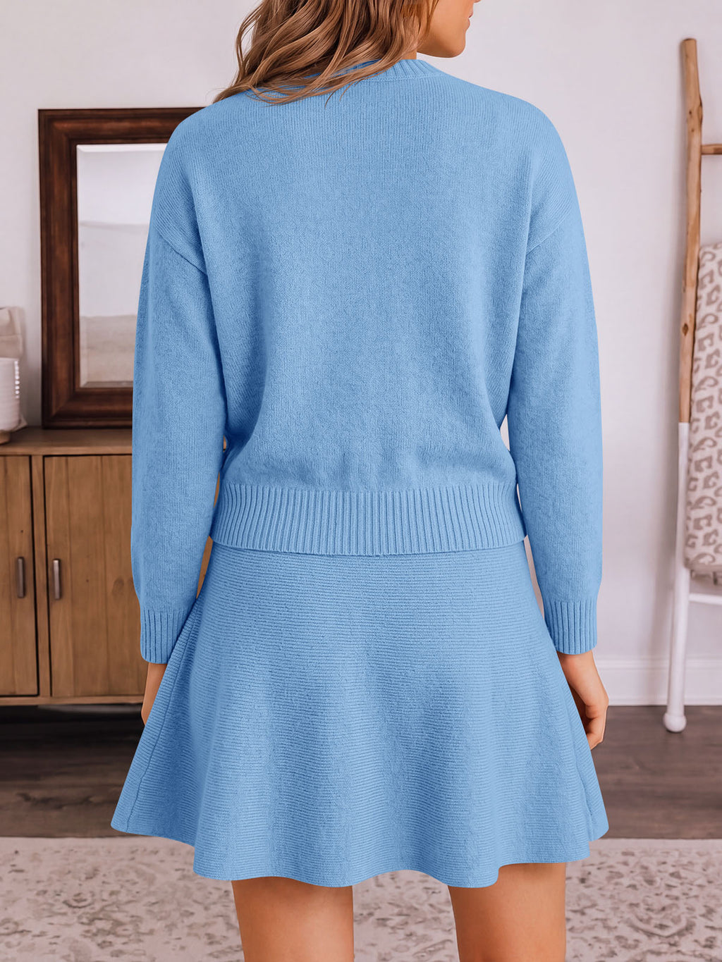 Saodimallsu Women 2 Piece Sweater Skirt Set