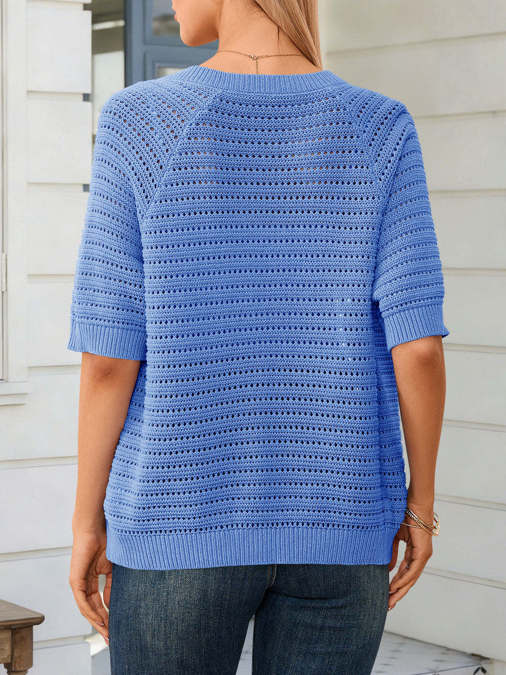 Saodimallsu Womens Crochet Short Sleeve Button Down Cardigan