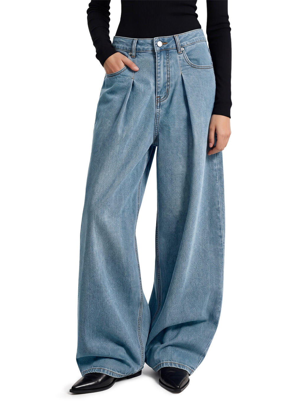 Saodimallsu Womens High Waisted Wide Leg Jeans