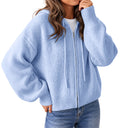 Saodimallsu Womens Zip Up Hooded Knit Cardigan