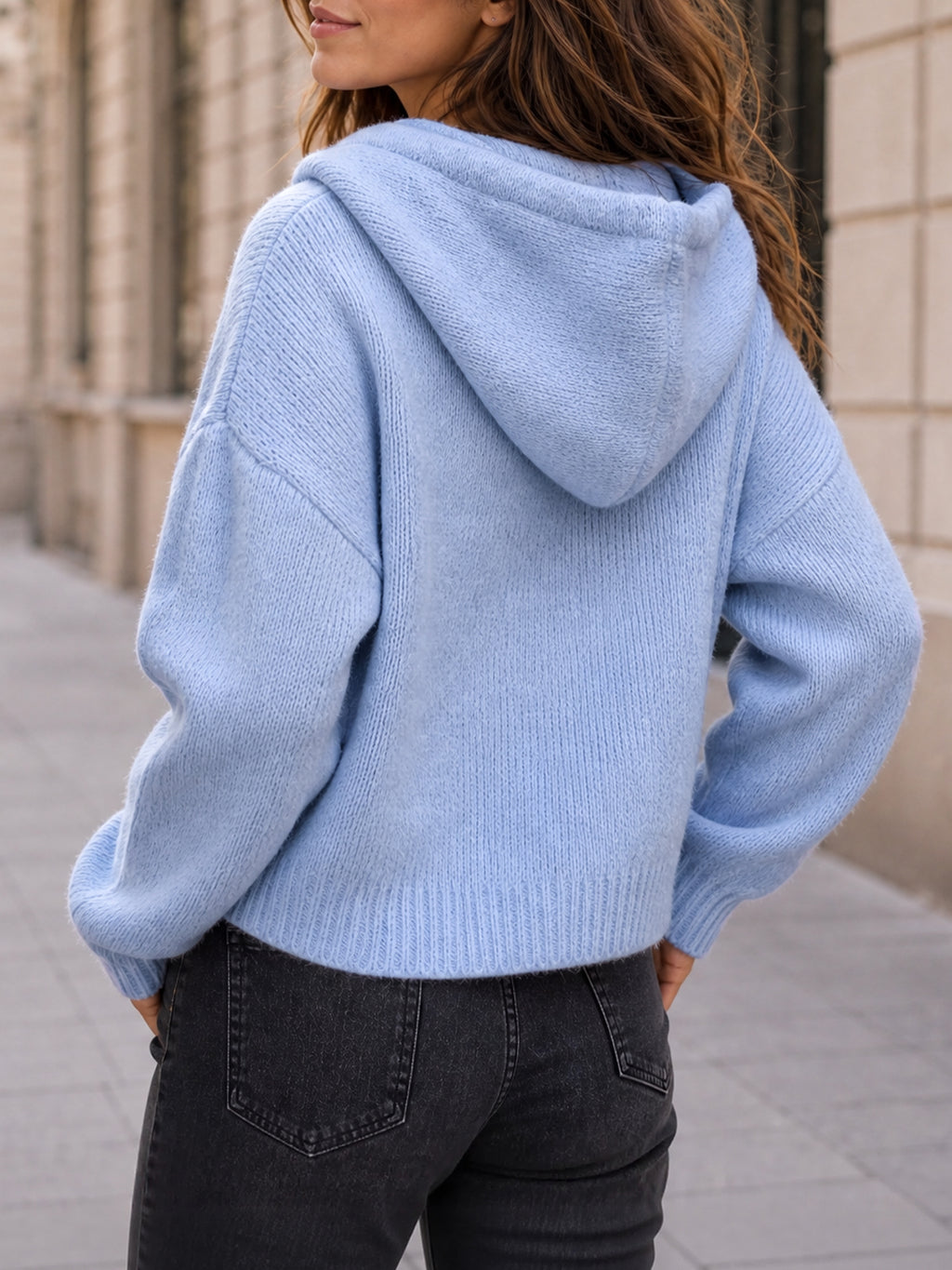 Saodimallsu Womens Zip Up Hooded Knit Cardigan