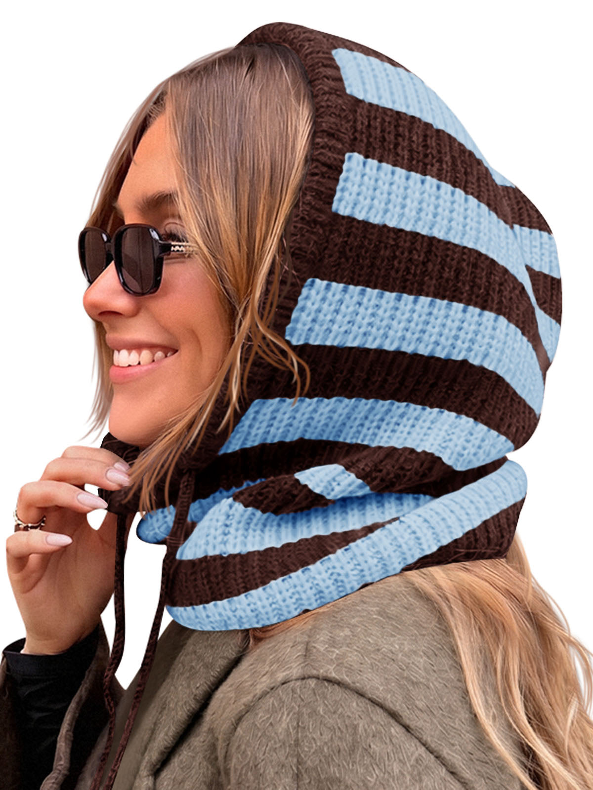 Saodimallsu Women Knit Balaclava Drawstring