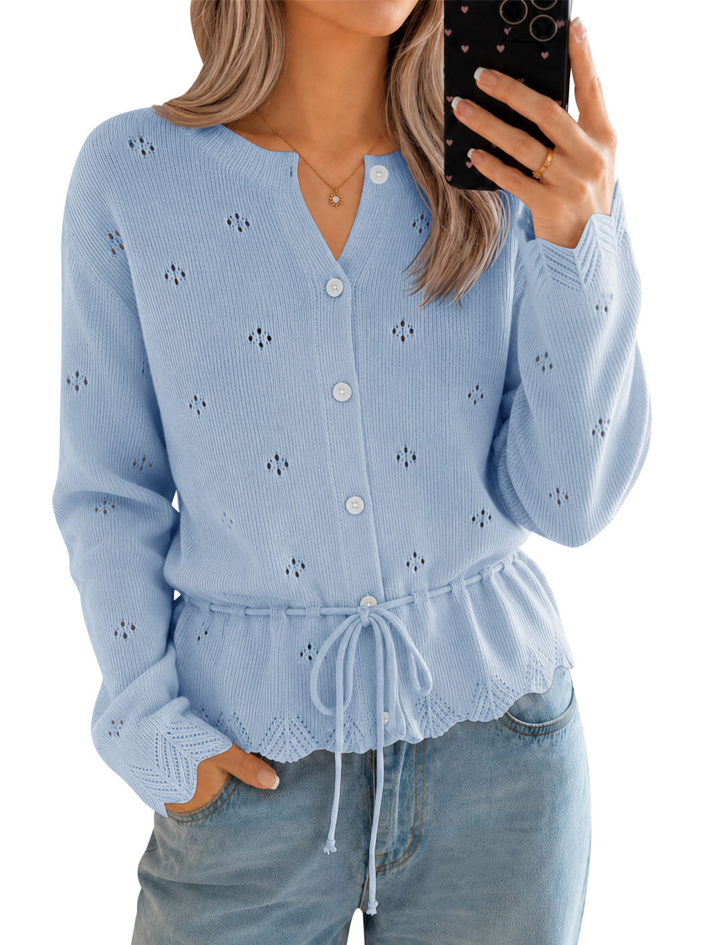 Saodimallsu Women Crochet Cardigan Sweater