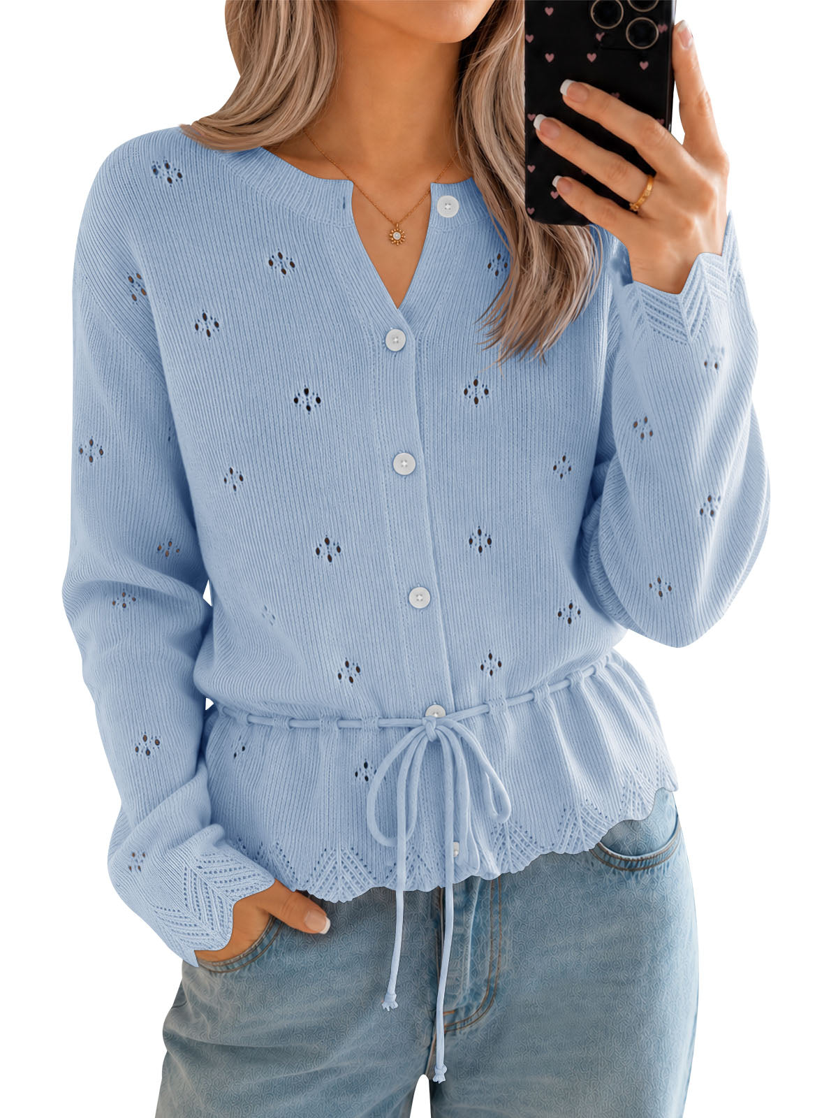 Saodimallsu Women Crochet Cardigan Sweater