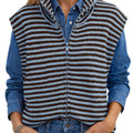 Saodimallsu Women Striped Zip Up Knit Cardigan