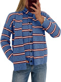Saodimallsu Striped Knit Button Cardigan