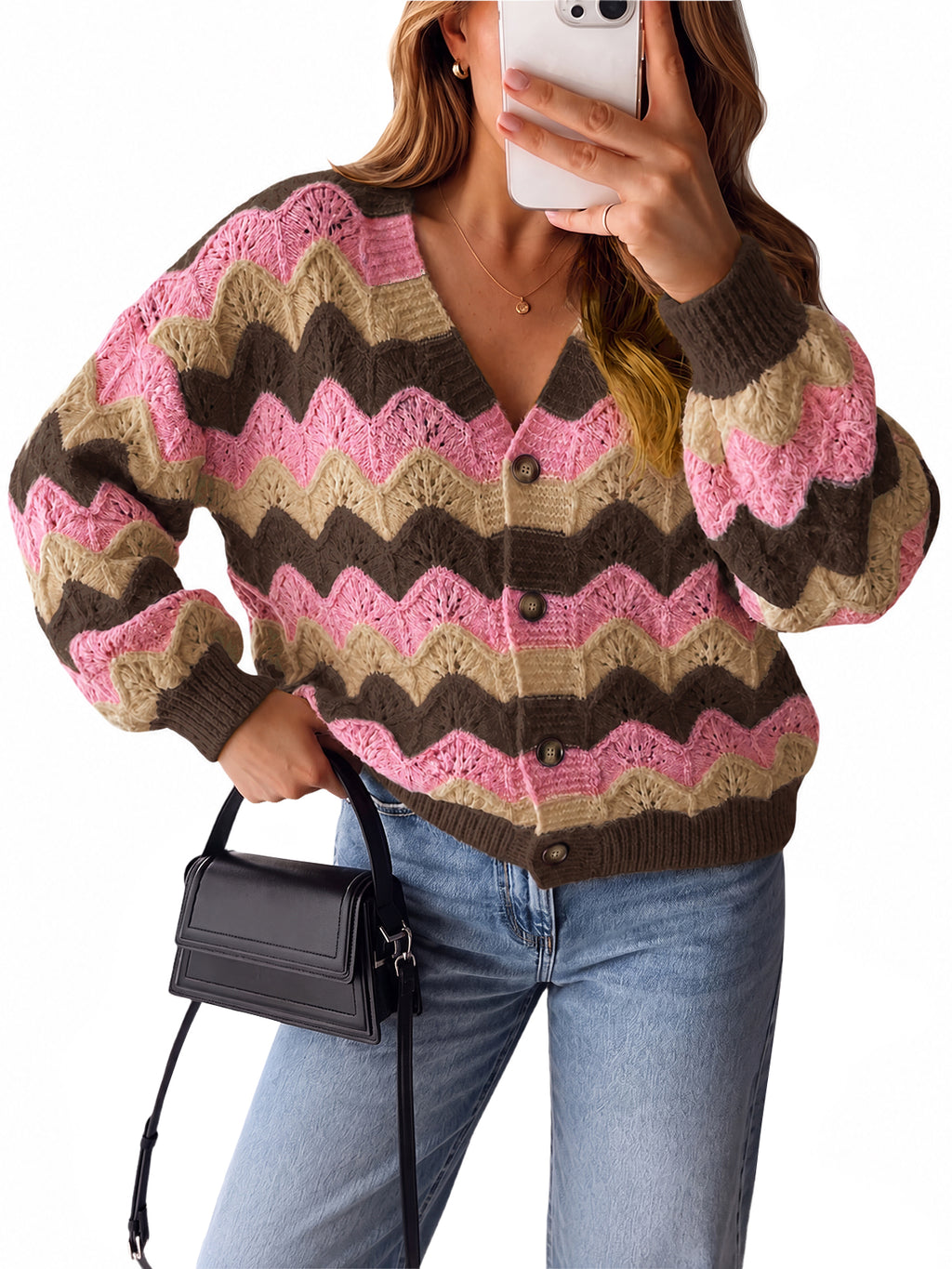 Saodimallsu Women Oversized Striped Cardigan