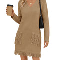 Saodimallsu Womens V Neck Sweater Dress