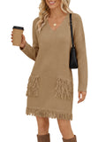 Saodimallsu Womens V Neck Sweater Dress